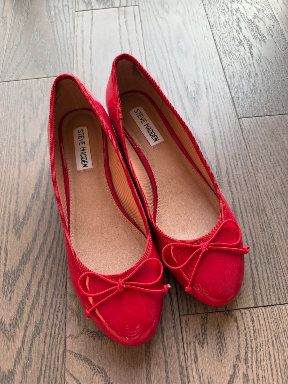 Steve Madden Bright Red Bow Ballet Flats
